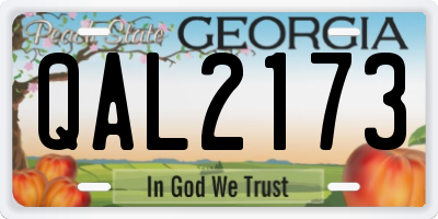 GA license plate QAL2173