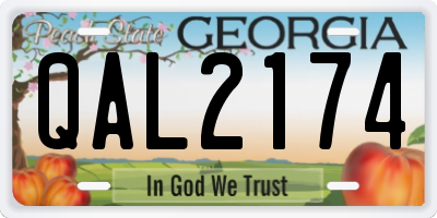 GA license plate QAL2174