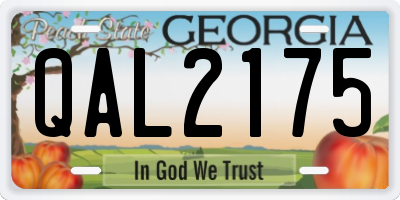 GA license plate QAL2175