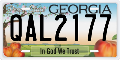 GA license plate QAL2177