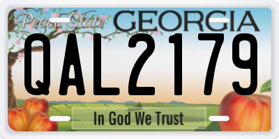 GA license plate QAL2179