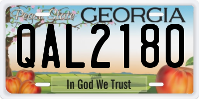 GA license plate QAL2180