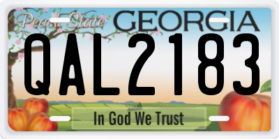 GA license plate QAL2183