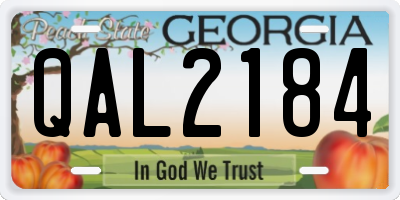 GA license plate QAL2184