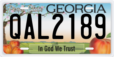 GA license plate QAL2189