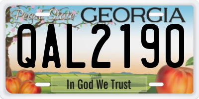 GA license plate QAL2190