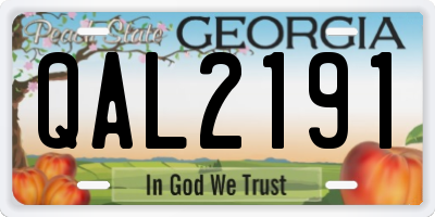 GA license plate QAL2191