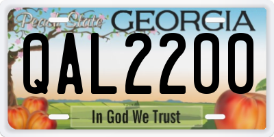 GA license plate QAL2200