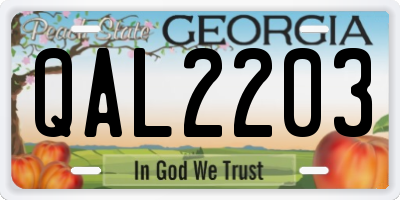 GA license plate QAL2203