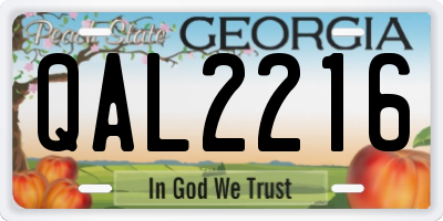 GA license plate QAL2216