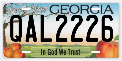 GA license plate QAL2226