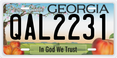 GA license plate QAL2231