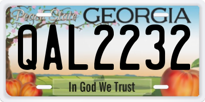 GA license plate QAL2232