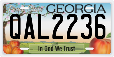 GA license plate QAL2236