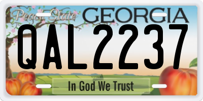 GA license plate QAL2237