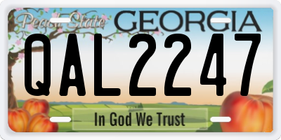 GA license plate QAL2247