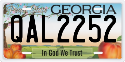 GA license plate QAL2252