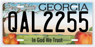 GA license plate QAL2255