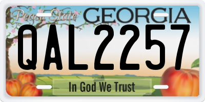 GA license plate QAL2257