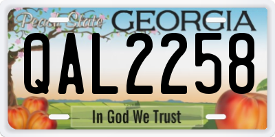 GA license plate QAL2258