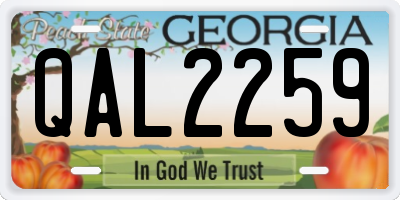 GA license plate QAL2259