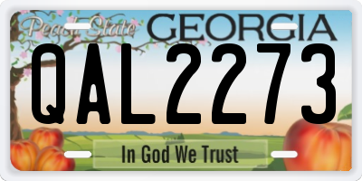 GA license plate QAL2273