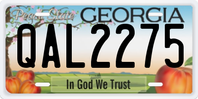 GA license plate QAL2275