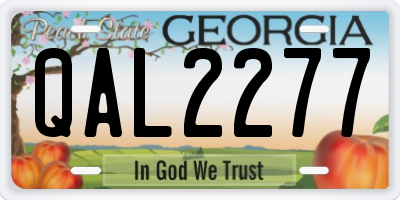 GA license plate QAL2277