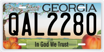 GA license plate QAL2280