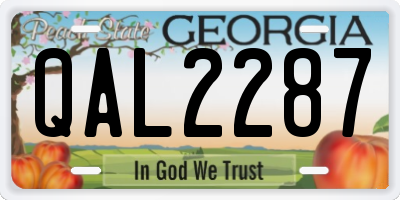 GA license plate QAL2287