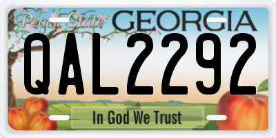 GA license plate QAL2292