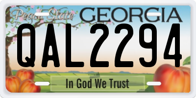 GA license plate QAL2294