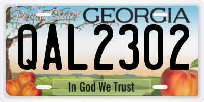 GA license plate QAL2302