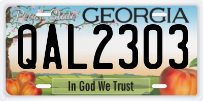 GA license plate QAL2303