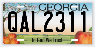 GA license plate QAL2311