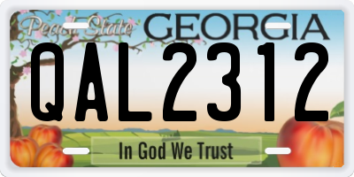 GA license plate QAL2312