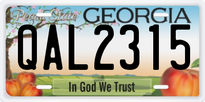 GA license plate QAL2315