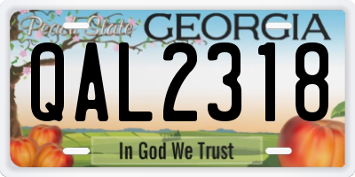 GA license plate QAL2318