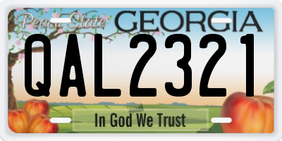 GA license plate QAL2321