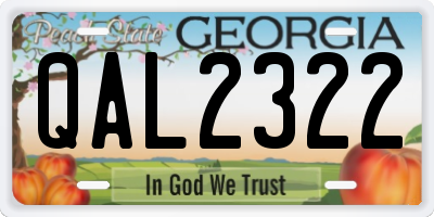 GA license plate QAL2322