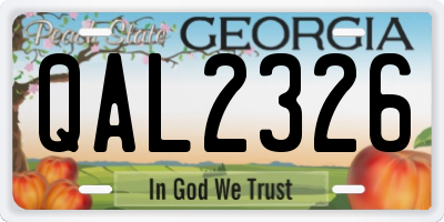 GA license plate QAL2326