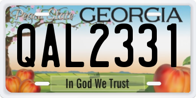 GA license plate QAL2331