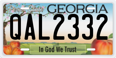 GA license plate QAL2332