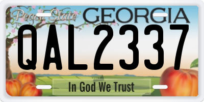 GA license plate QAL2337