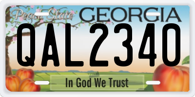 GA license plate QAL2340