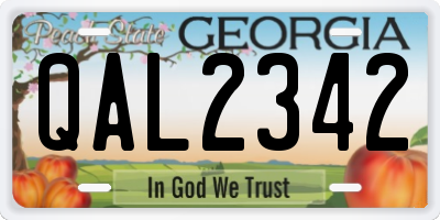 GA license plate QAL2342