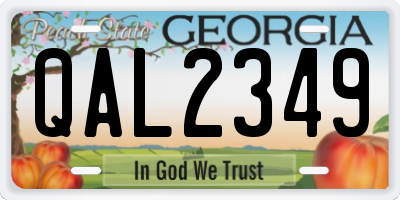 GA license plate QAL2349