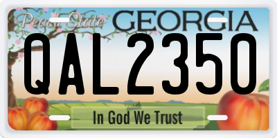 GA license plate QAL2350