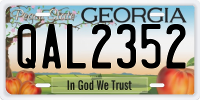 GA license plate QAL2352