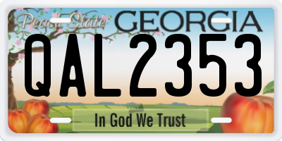 GA license plate QAL2353